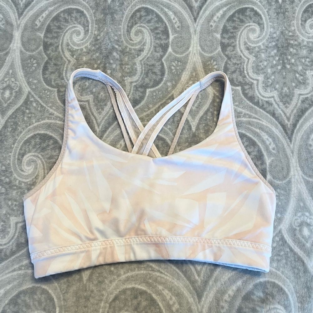 Athleta pink/white soft sports bra
